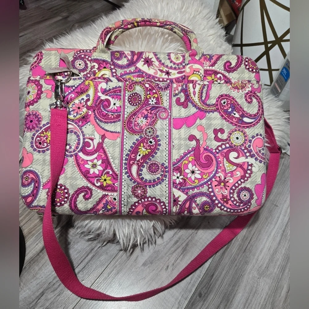 Vera Bradley Quilted Hard Shell Laptop Crossbody Case Paisley Meets Plaid